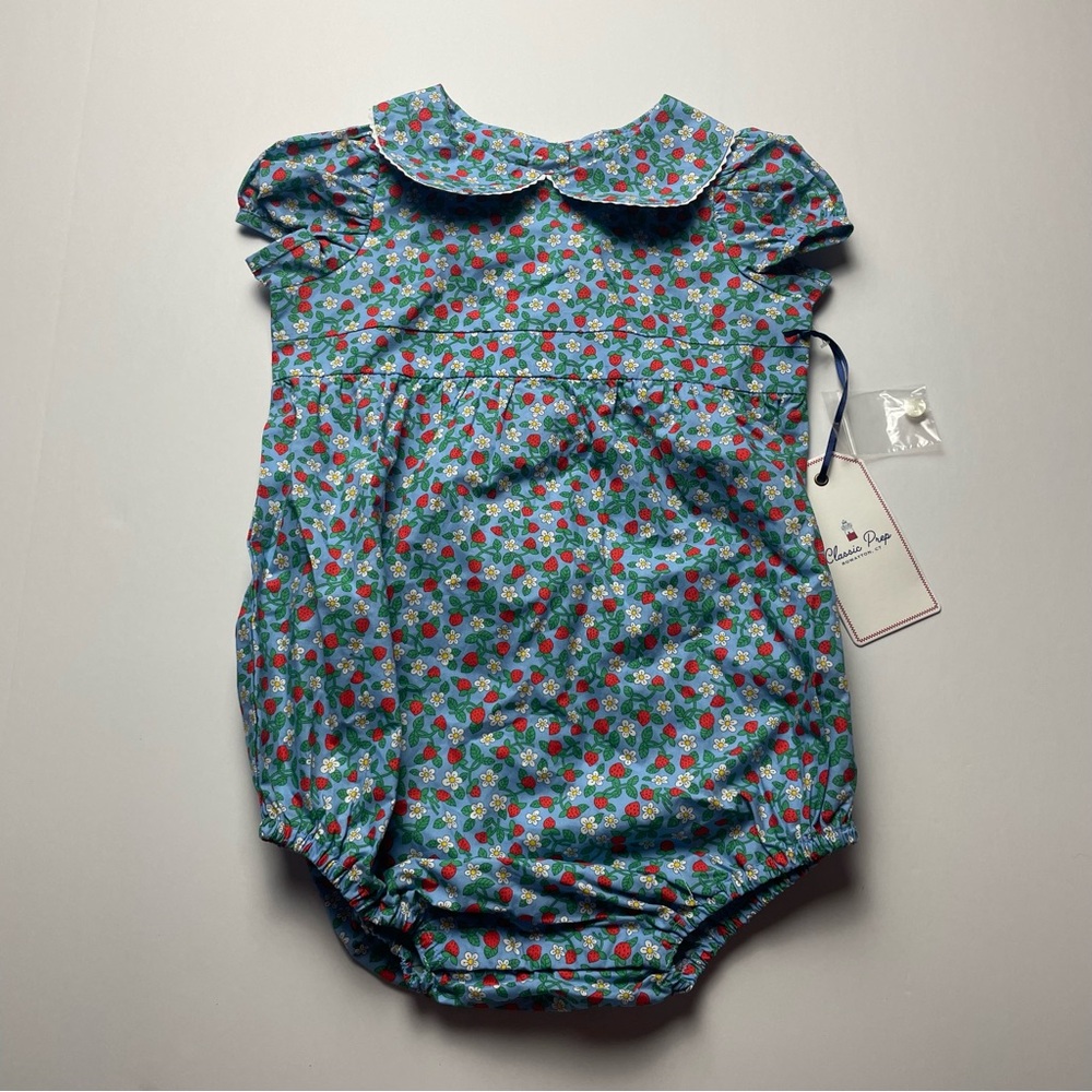 Classic Prep Blue Strawberry Print Playsuit